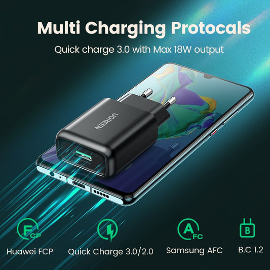 Ugreen USB Quick Charge 3.0 QC 18W USB Charger QC3.0 Fast Wall Charger Mobile Phone Charger for Samsung s10 Huawei Xiaomi iPhone - dianjiang-