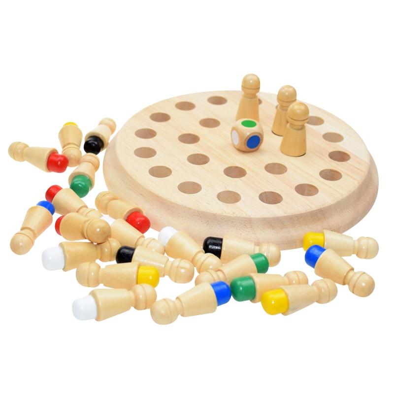 Kids Wooden Memory Match Stick Chess Game Fun Block Board Game Educational Color Cognitive Ability Toy For Children - dianjiang-