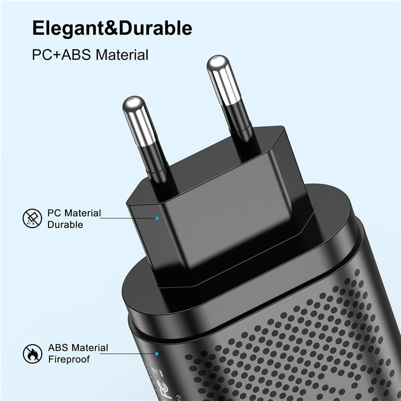 USLION EU/US Plug PD USB Charger 36W 3A Quik Charge 3.0 Mobile Phone Charger For iPhone 11 Samsung Xiaomi Fast Wall Chargers - dianjiang-