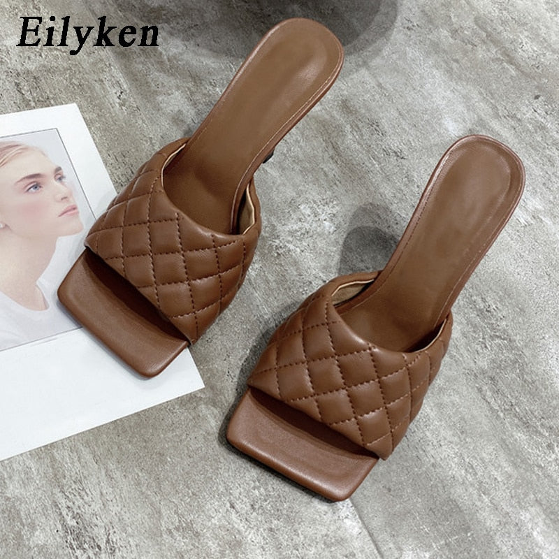 Eilyken Summer Women Mules Design slippers Sandals Square sole slides High heel 9CM Women shoes Summer Woman size 41 42 - dianjiang-