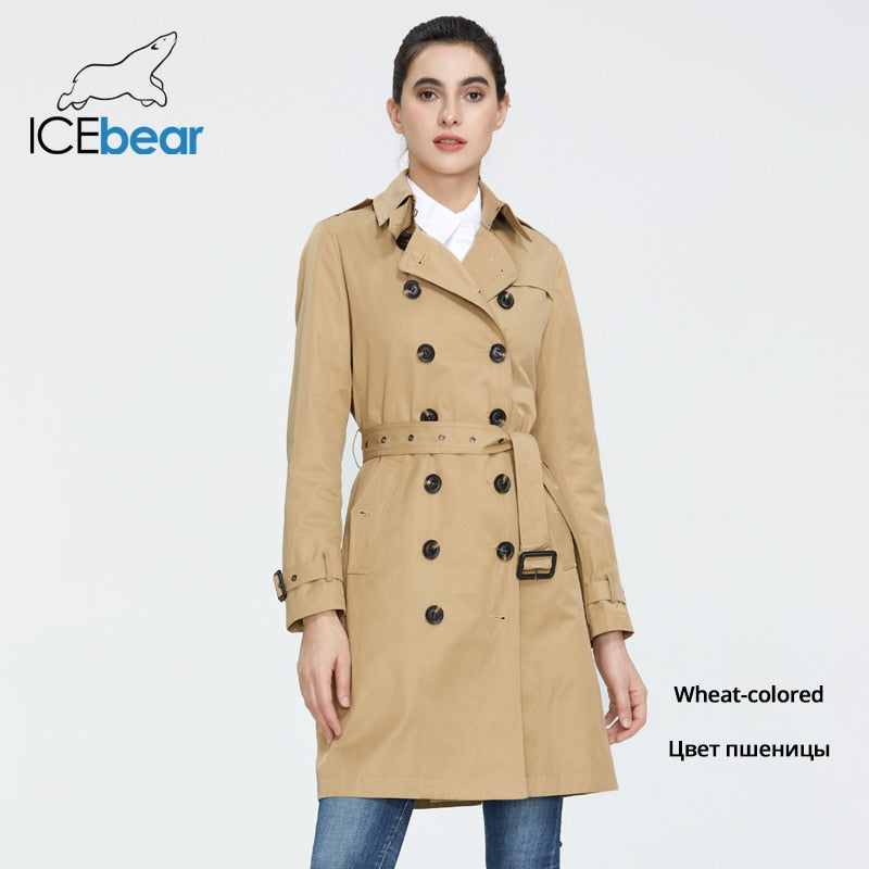 ICEbear 2020 Women spring lapel windbreaker fashion double breasted women's trench coat quality women clothing GWF20023D - dianjiang-