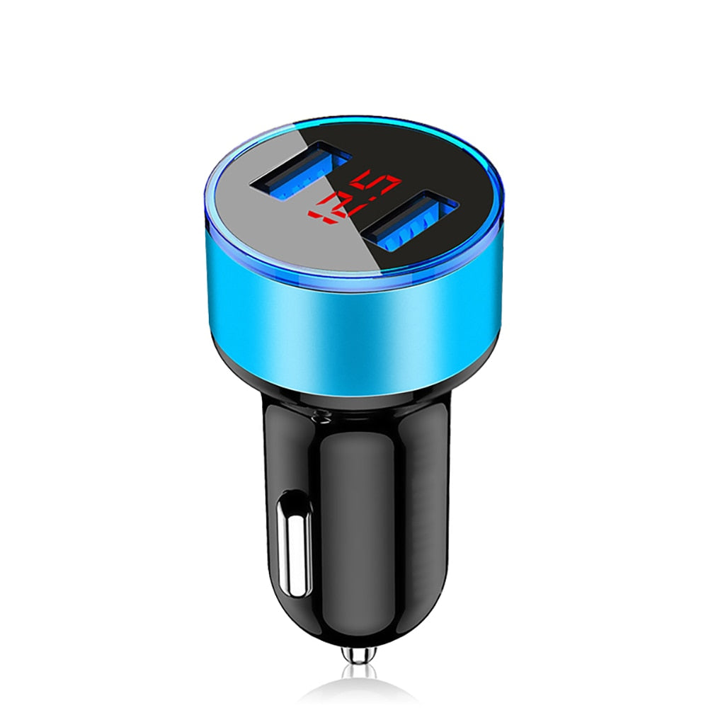 Mini USB Car Charger For iPhone XR 11 Fast Car Phone Chargers Fast Charging With LED Display 3.1A Dual USB Phone Charger in car - dianjiang-