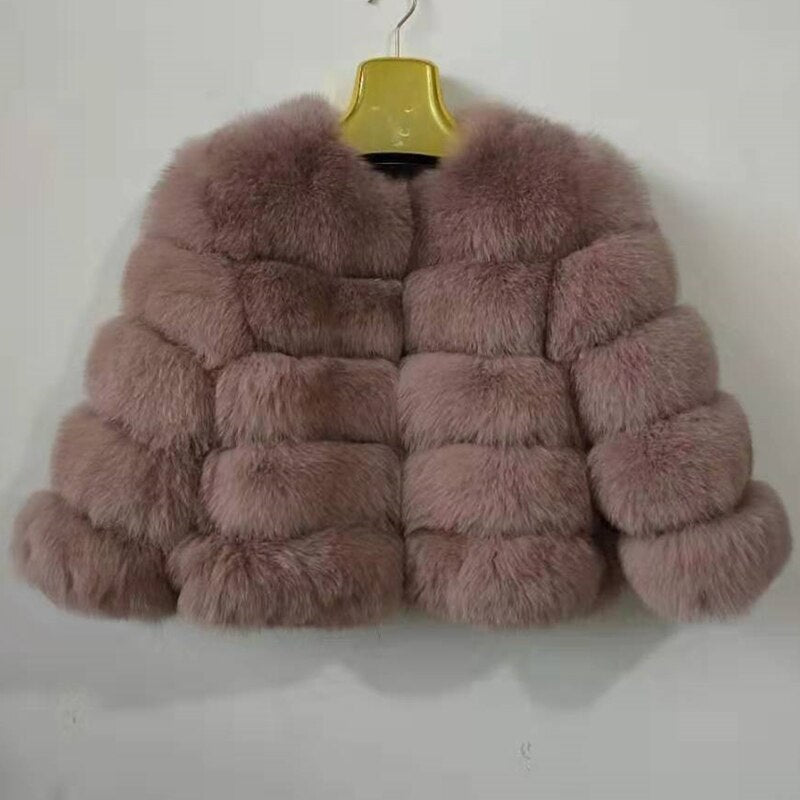 2019 Fashion  Coat Short Real Fur Coat Women Natural Fox Fur Coats Winter Nine Quarter Sleeves Warm Clothing Warm Coat - dianjiang-