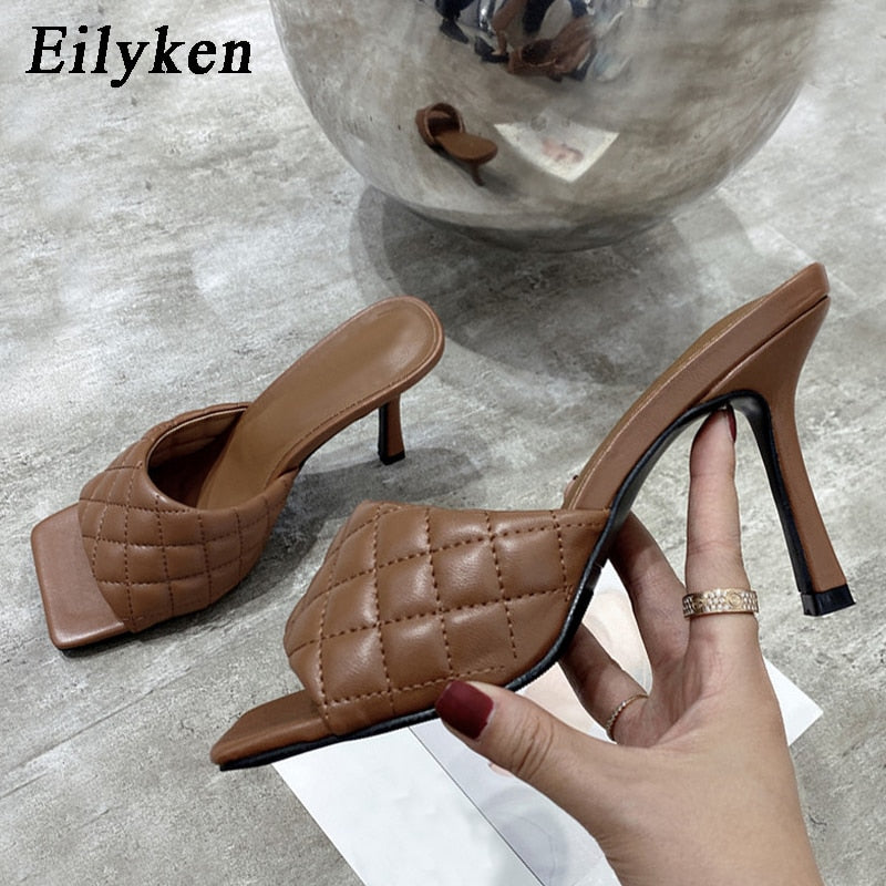 Eilyken Summer Women Mules Design slippers Sandals Square sole slides High heel 9CM Women shoes Summer Woman size 41 42 - dianjiang-