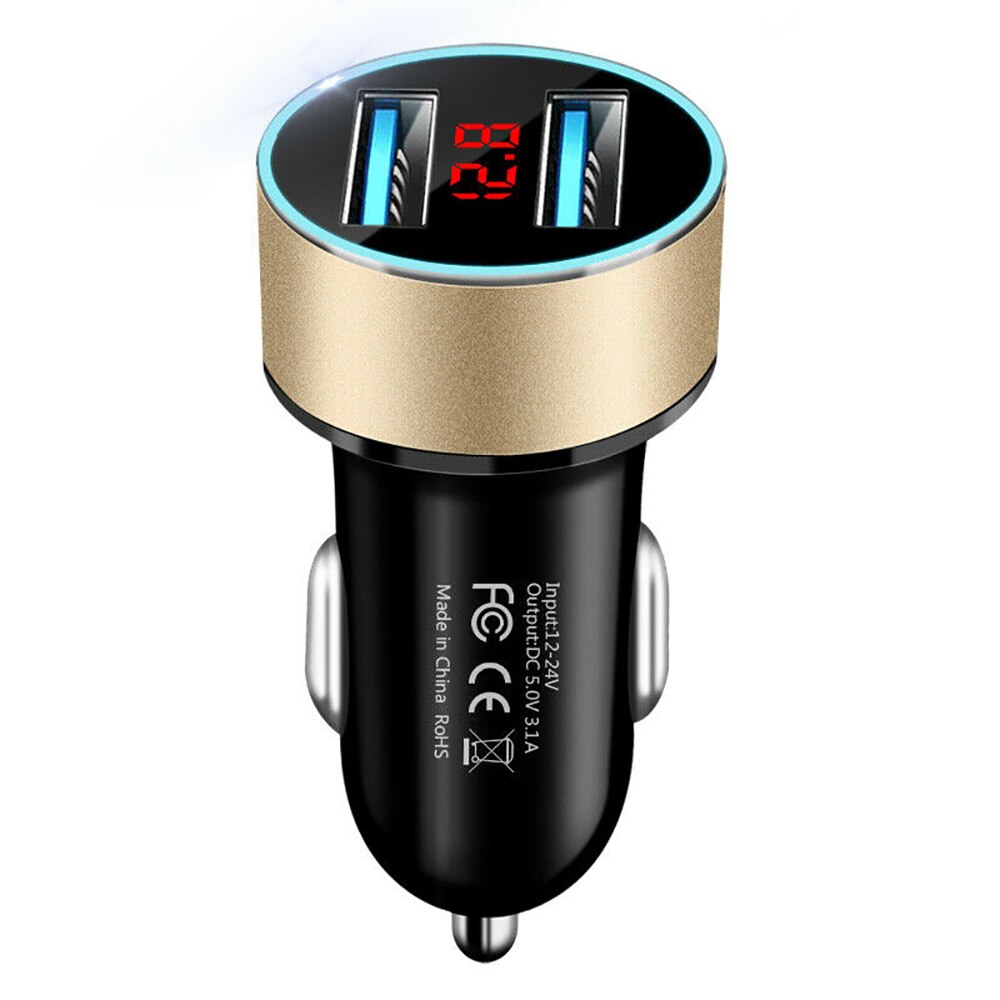 GTWIN 4.8A Car Charger Mobile Phone Fast Charging Adapter in Car with LED Display Quick Charge Dual USB Car Charger Universal - dianjiang-