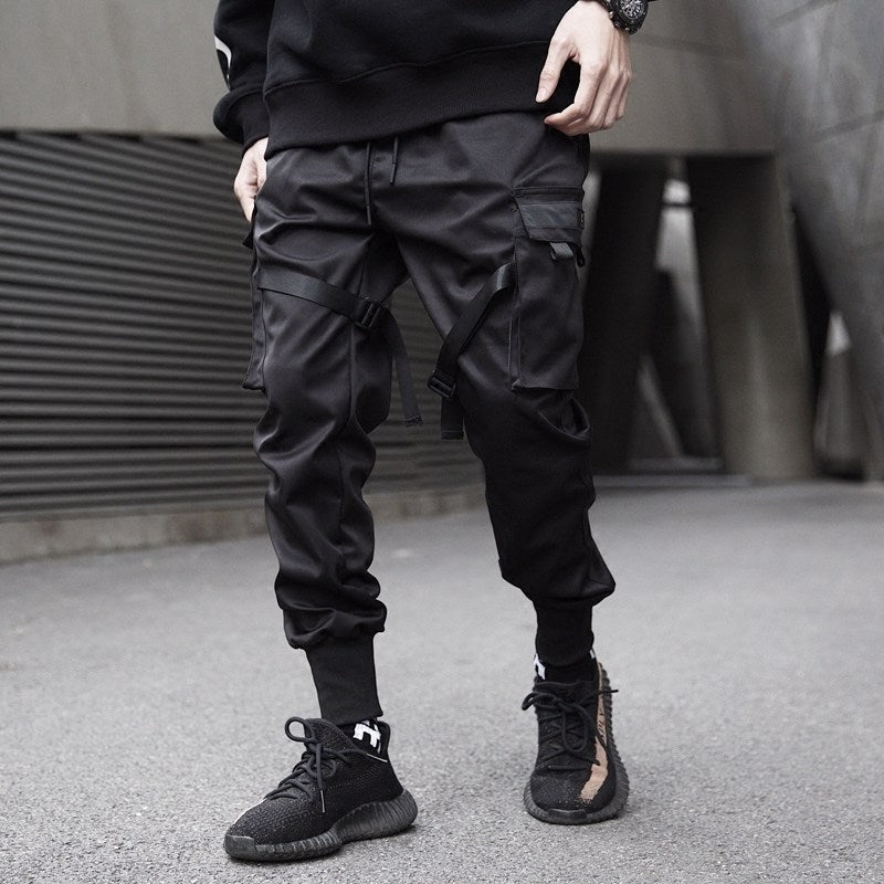 Black Hip Hop Cargo Pants Men Streetwear Fashion Cotton Joggers Sweatpants Casual Harem Trousers Summer Harajuku Tide Clothing - dianjiang-