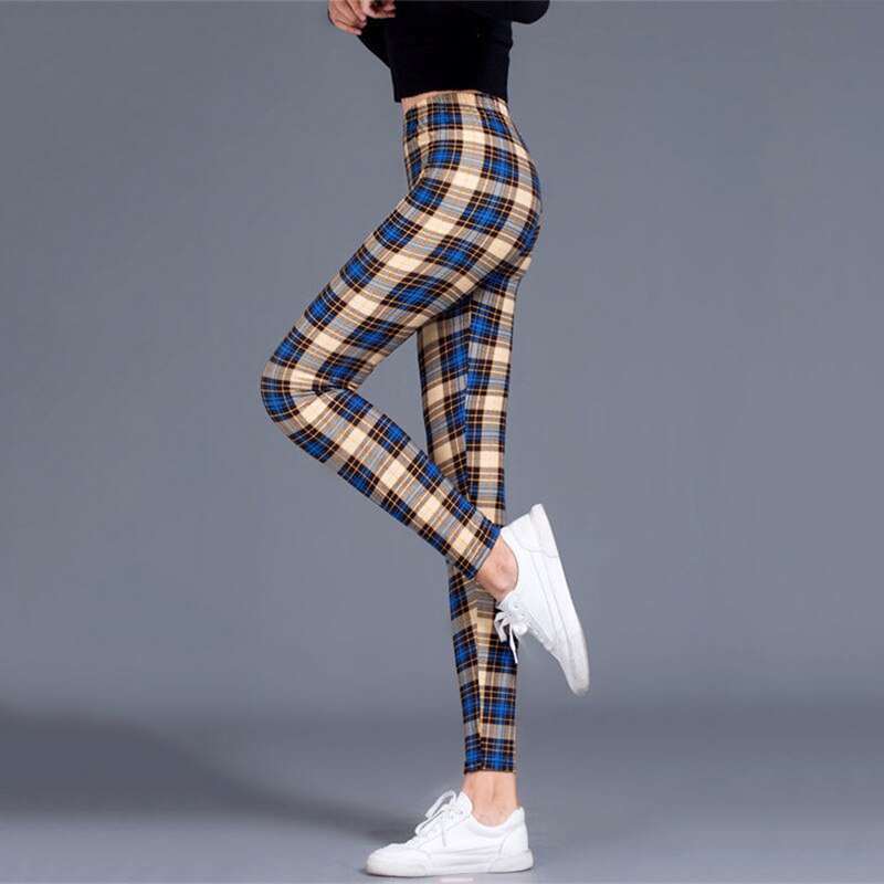 Plaid Leggings Women Sexy Pants Push Up Leggings Fashion Fitness Leggins Gym Sporting Plus Size High Waist Trousers - dianjiang-