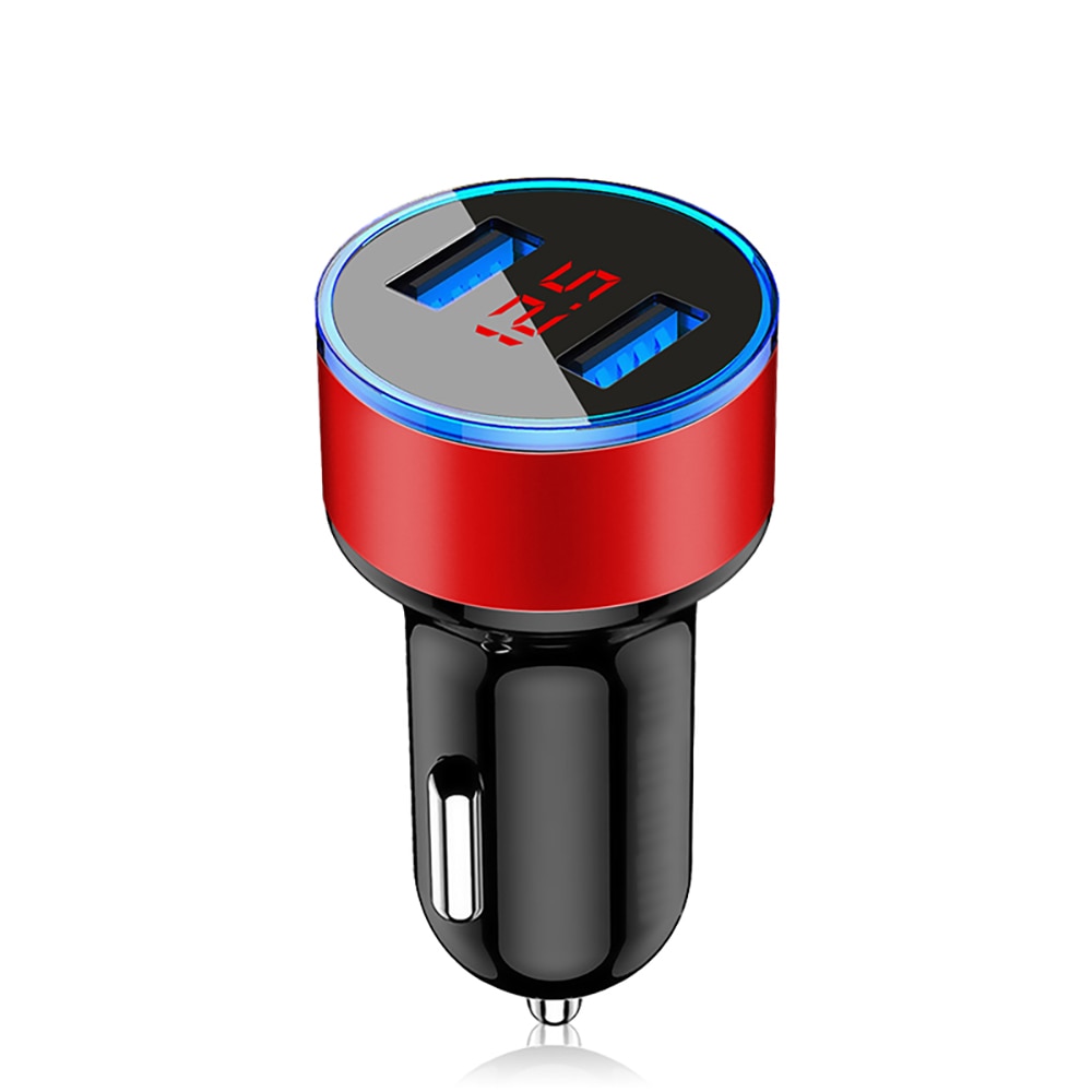 Mini USB Car Charger For iPhone XR 11 Fast Car Phone Chargers Fast Charging With LED Display 3.1A Dual USB Phone Charger in car - dianjiang-