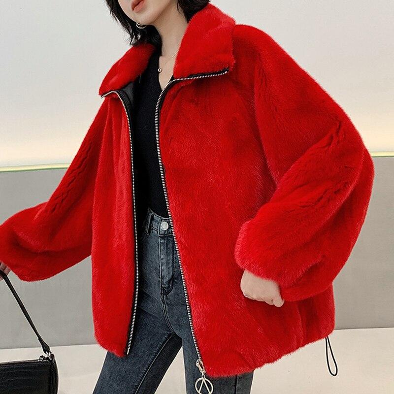 2020 Fashion Winter Genuine Mink Fur Jackets With Big Stand Collar High Quality Real Mink Fur Coats For Women Plus Size Overcoat - dianjiang-