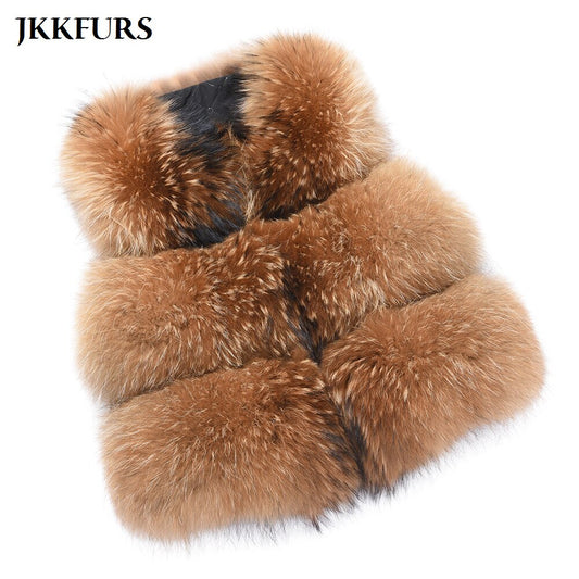 2020 New Arrivals Women Real Raccoon Fur Vest Winter Thick Warm Fashion Gilet Waistcoat New 3 Rows S1150A - dianjiang-