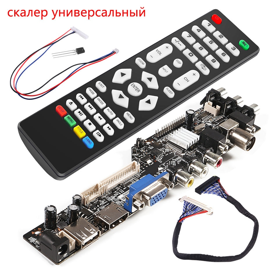 Aokin Universal Scaler Kit 3663 TV Controller Driver Board Digital Signal DVB-C DVB-T2 DVB-T Universal LCD UPGRADE 3463A Russian - dianjiang-