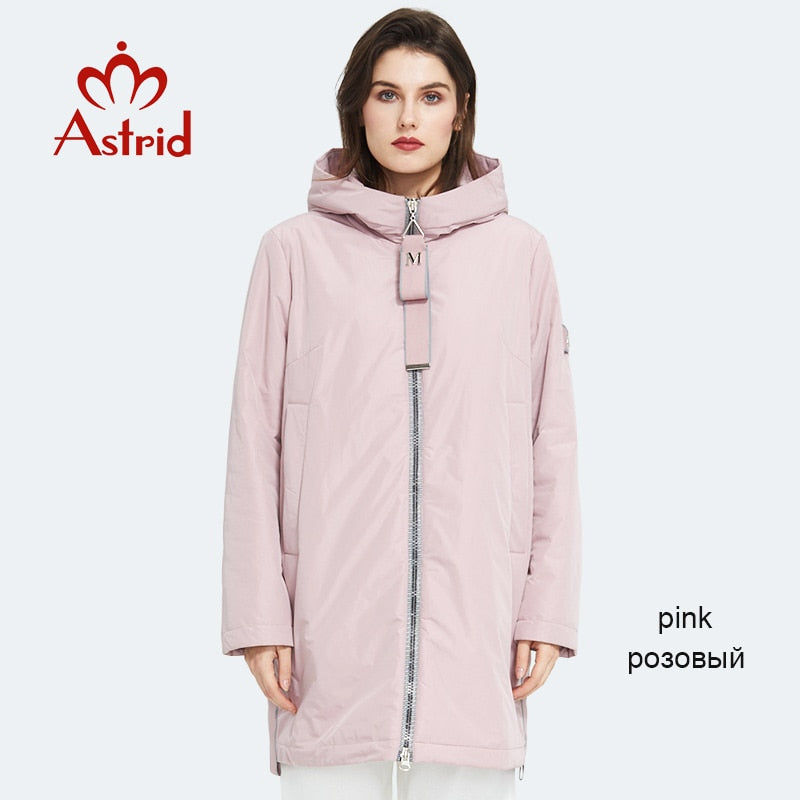 Astrid 2020 Spring new arrival women jacket outerwear high quality plus size mid-length style with zipper women fashion  AM-8608 - dianjiang-