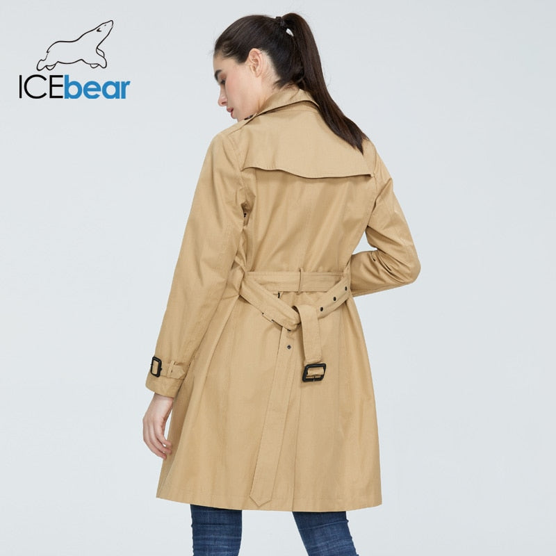 ICEbear 2020 Women spring lapel windbreaker fashion double breasted women's trench coat quality women clothing GWF20023D - dianjiang-