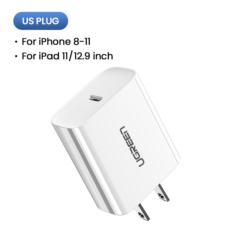 Ugreen Quick Charge 4.0 3.0 QC PD Charger 18W QC4.0 QC3.0 USB Type C Fast Charger for iPhone 11 X Xs 8 Xiaomi Phone PD Charger - dianjiang-