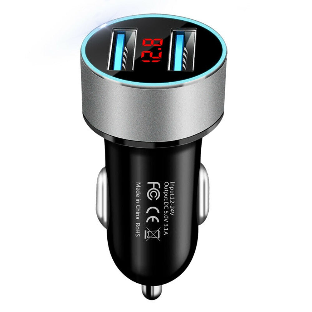 GTWIN 4.8A Car Charger Mobile Phone Fast Charging Adapter in Car with LED Display Quick Charge Dual USB Car Charger Universal - dianjiang-