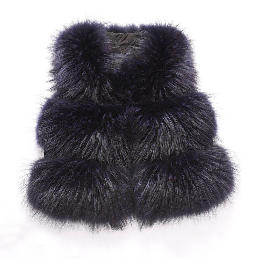 2020 New Arrivals Women Real Raccoon Fur Vest Winter Thick Warm Fashion Gilet Waistcoat New 3 Rows S1150A - dianjiang-