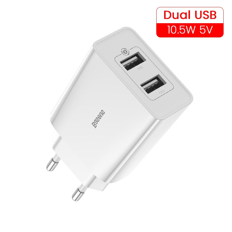 Baseus 18W Dual USB Charger Quick Charge QC PD 3.0 Type C Fast Charging For iPhone Xiaomi QC3.0 USB C Wall Mobile Phone Charger - dianjiang-