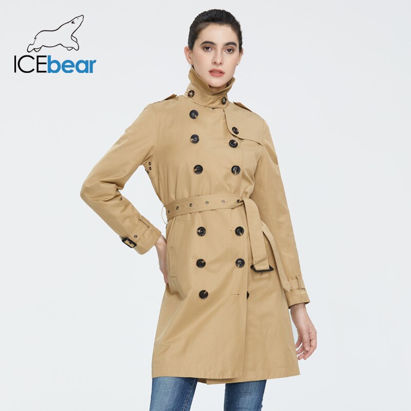 ICEbear 2020 Women spring lapel windbreaker fashion double breasted women's trench coat quality women clothing GWF20023D - dianjiang-