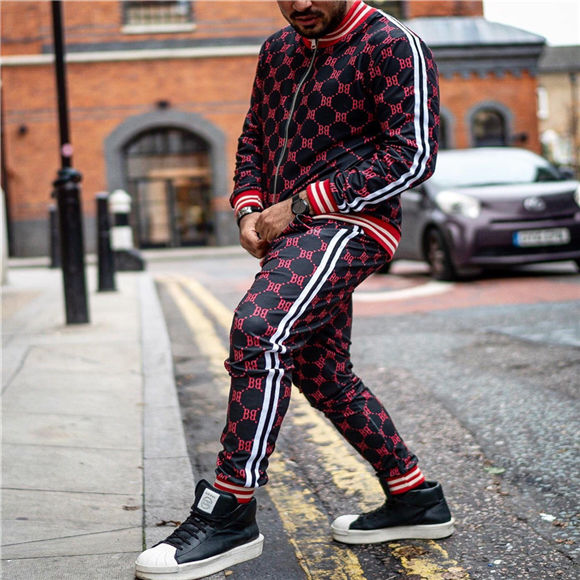 New Colorful Plaid Men Casual Zipper Set Autumn Tracksuit Set Male Sweatshirt Pocket Fashion Jackets Men Tracksuit Sets Mens set - dianjiang-