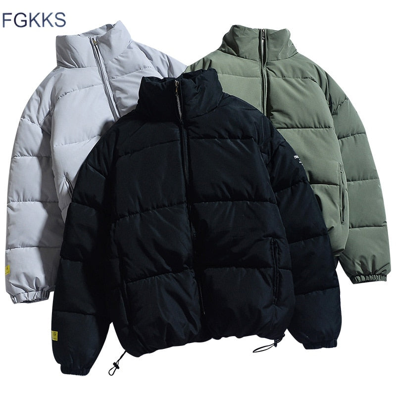 FGKKS Winter New Men Solid Color Parkas Quality Brand Men's Stand Collar Warm Thick Jacket Male Fashion Casual Parka Coat - dianjiang-