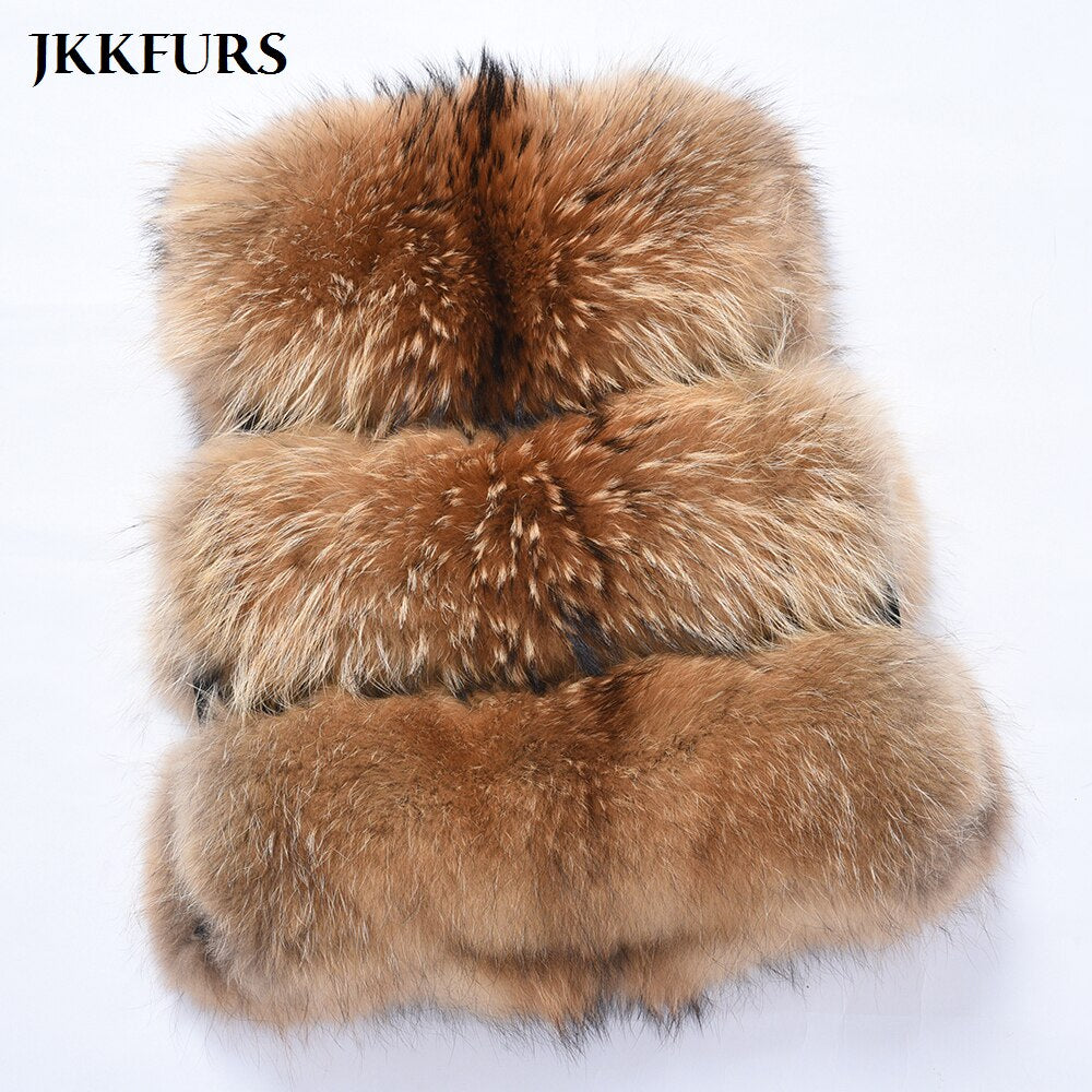 2020 New Arrivals Women Real Raccoon Fur Vest Winter Thick Warm Fashion Gilet Waistcoat New 3 Rows S1150A - dianjiang-