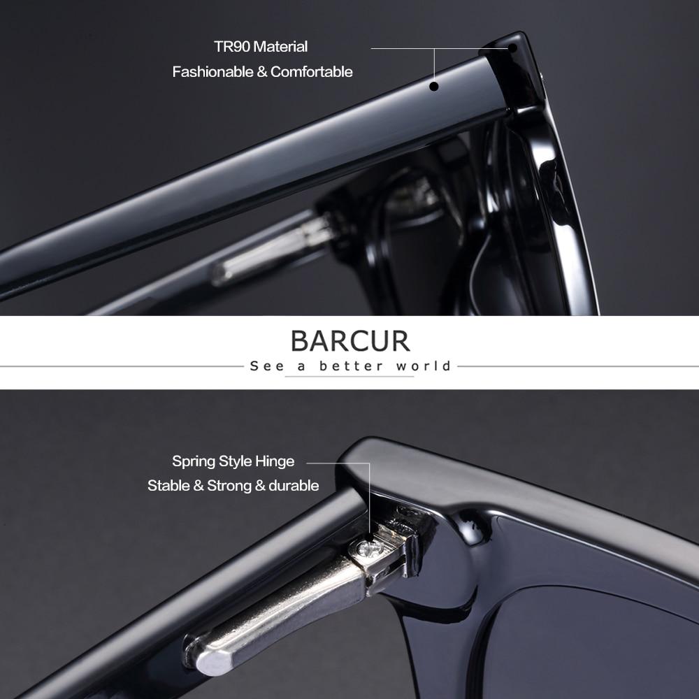 BARCUR Original TR90 Sunglasses for Men Polarized Women Square Sun glasses Transparent Oculos lunette de soleil femme - dianjiang-