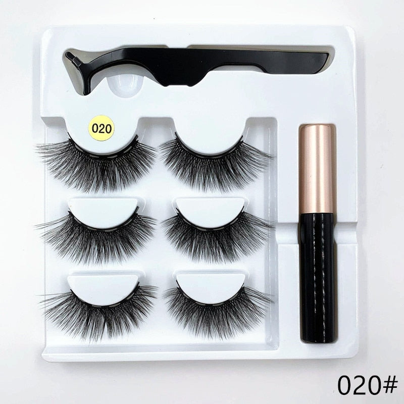 3 pairs magnetic eyelash sets, magnetic eyeliner, magnetic tweezers and false eyelash sets for extending eyelashes wholesale - dianjiang-