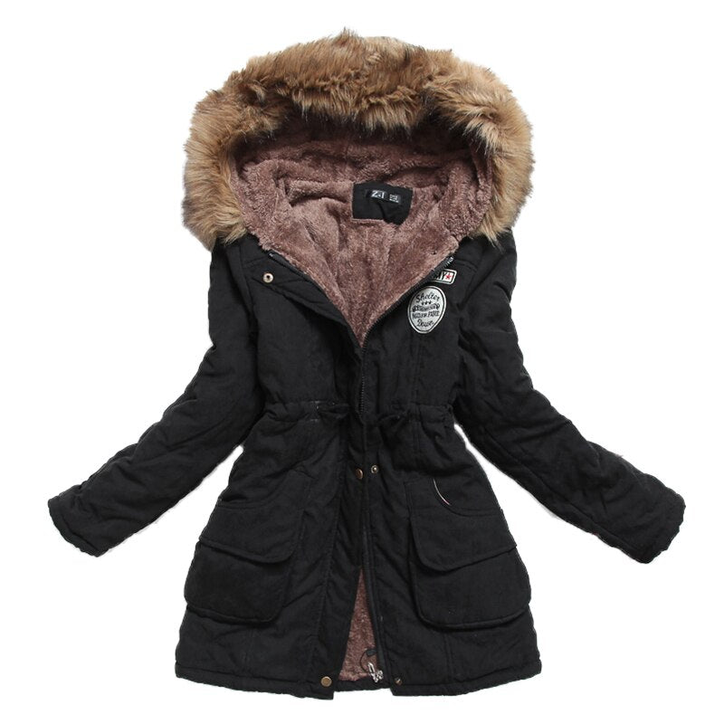 new winter women jacket medium-long thicken plus size 4XL outwear hooded wadded coat slim parka cotton-padded jacket overcoat - dianjiang-