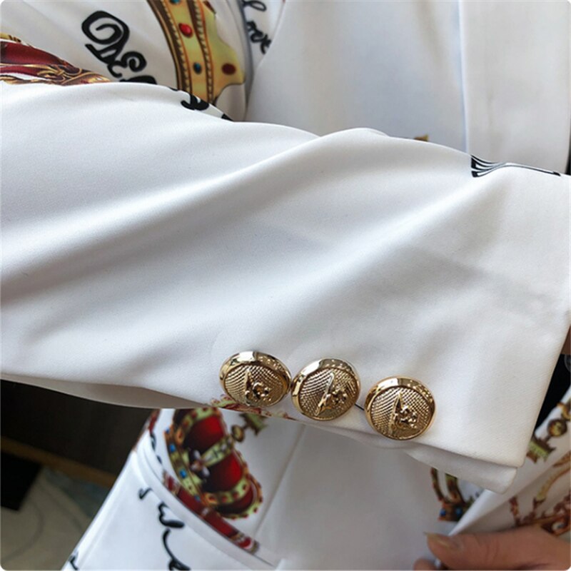 Crown Printing Men's Blazer Wedding Busines Clothing Men's Slim Tuxedo Spring Casual Men's Party Stage Formal Suit Dress Jacket - dianjiang-