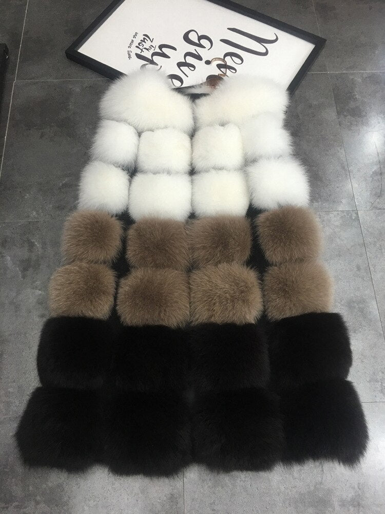 Fashion Streetwear Women Long Elegant Faux Fur Vest Coat Plus Sizes Warm Winter Furry Coat Casual Fake Fox Fur Vest Jacket S-3XL - dianjiang-