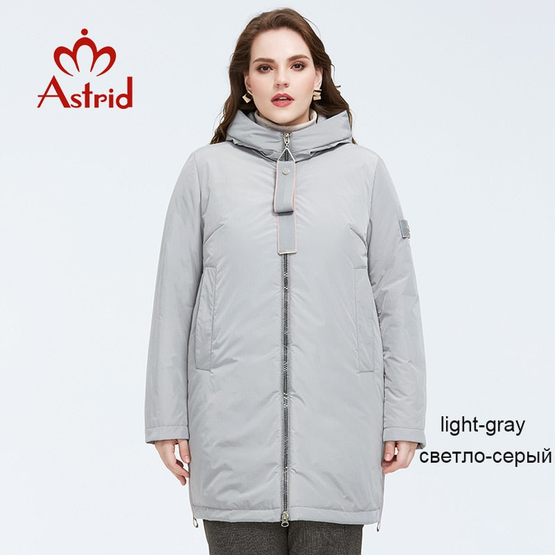 Astrid 2020 Spring new arrival women jacket outerwear high quality plus size mid-length style with zipper women fashion  AM-8608 - dianjiang-