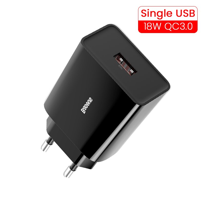 Baseus 18W Dual USB Charger Quick Charge QC PD 3.0 Type C Fast Charging For iPhone Xiaomi QC3.0 USB C Wall Mobile Phone Charger - dianjiang-