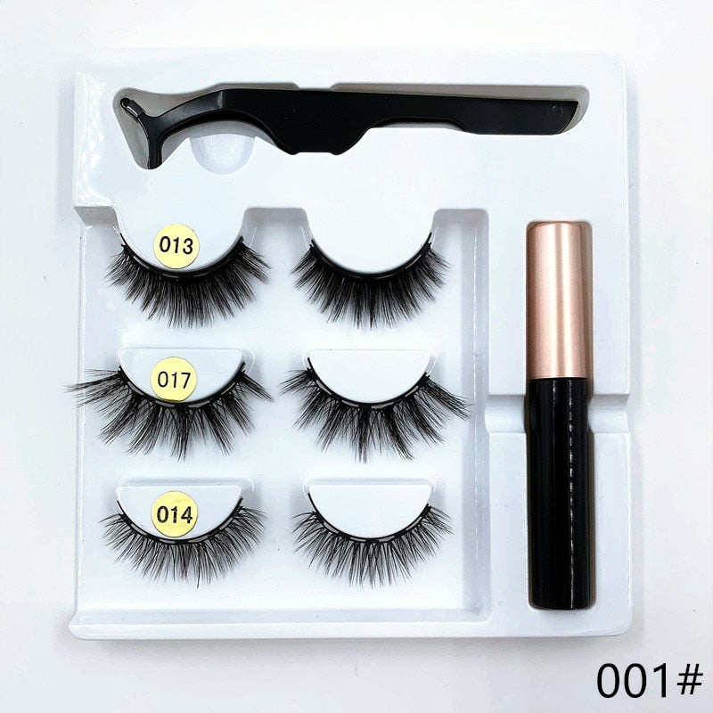 3 pairs magnetic eyelash sets, magnetic eyeliner, magnetic tweezers and false eyelash sets for extending eyelashes wholesale - dianjiang-