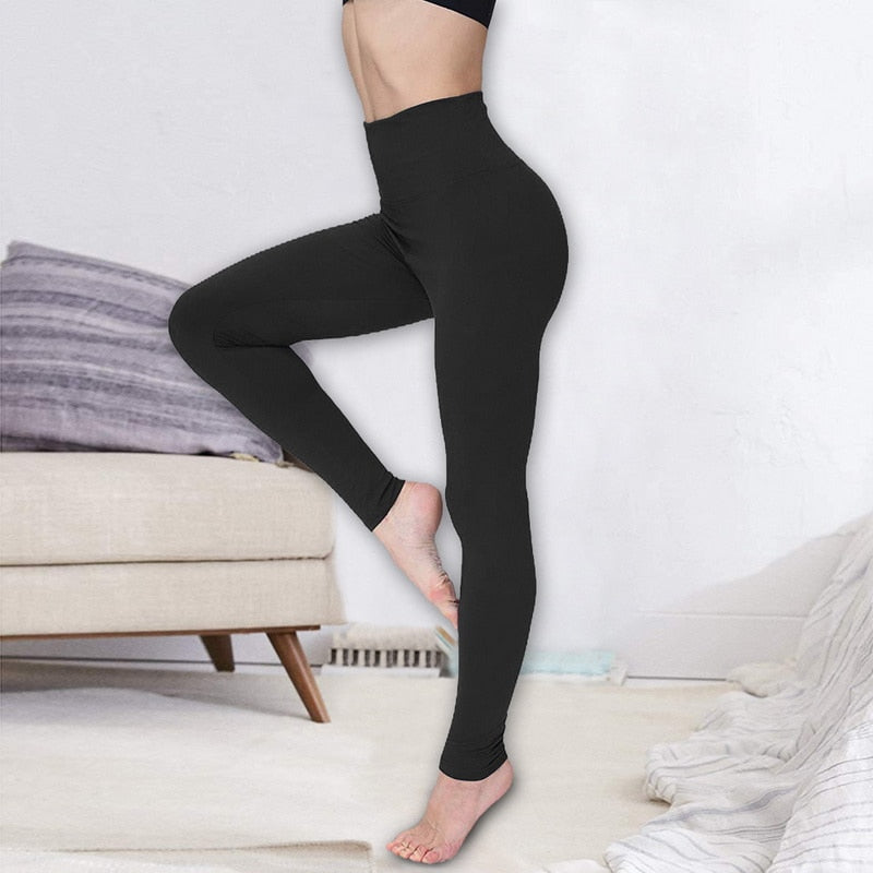 PUIMENTIUA Women Leggings Fitness Seamless Tummy Fitness Pants High Waist Workout Trousers Slim Gym Sportswear Plus Size 3XL - dianjiang-