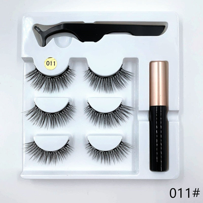 3 pairs magnetic eyelash sets, magnetic eyeliner, magnetic tweezers and false eyelash sets for extending eyelashes wholesale - dianjiang-