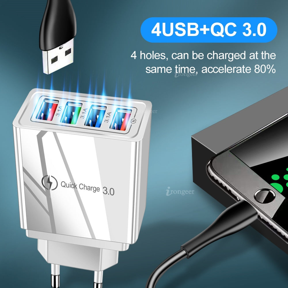 USB Charger Quick Charge 3.0 4.0 QC3.0 Fast Charging Mobile Phone Charger For iPhone X Samsung Xiaomi Huawei Tablet Wall Adapter - dianjiang-