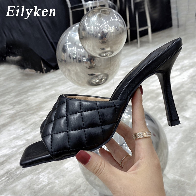 Eilyken Summer Women Mules Design slippers Sandals Square sole slides High heel 9CM Women shoes Summer Woman size 41 42 - dianjiang-