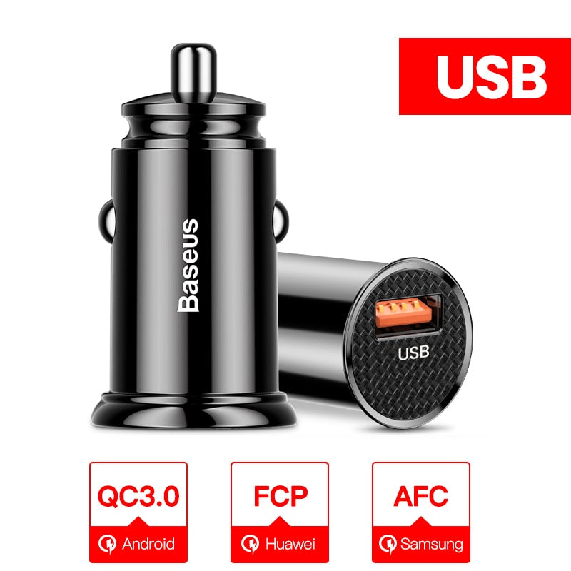 Baseus USB Car Charger Quick Charge 4.0 3.0 QC4.0 QC3.0 QC SCP 5A Type C PD Fast Car USB Charger For iPhone Xiaomi Mobile Phone - dianjiang-