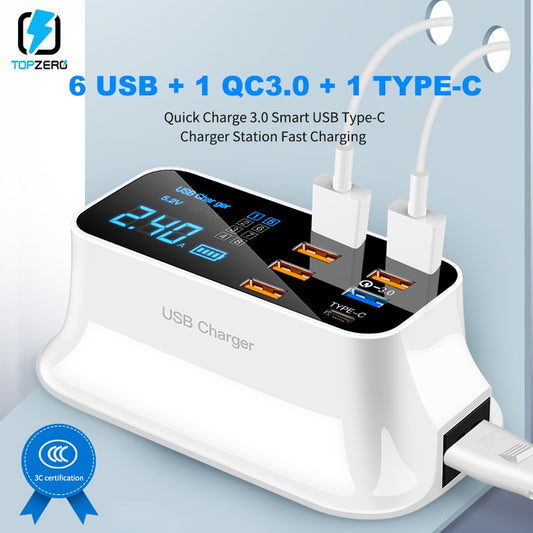 8 Ports Quick Charge 3.0 USB Charger For Android iPhone Adapter 18W PD 3.0 Phone Tablet Fast Charger For xiaomi huawei samsung - dianjiang-