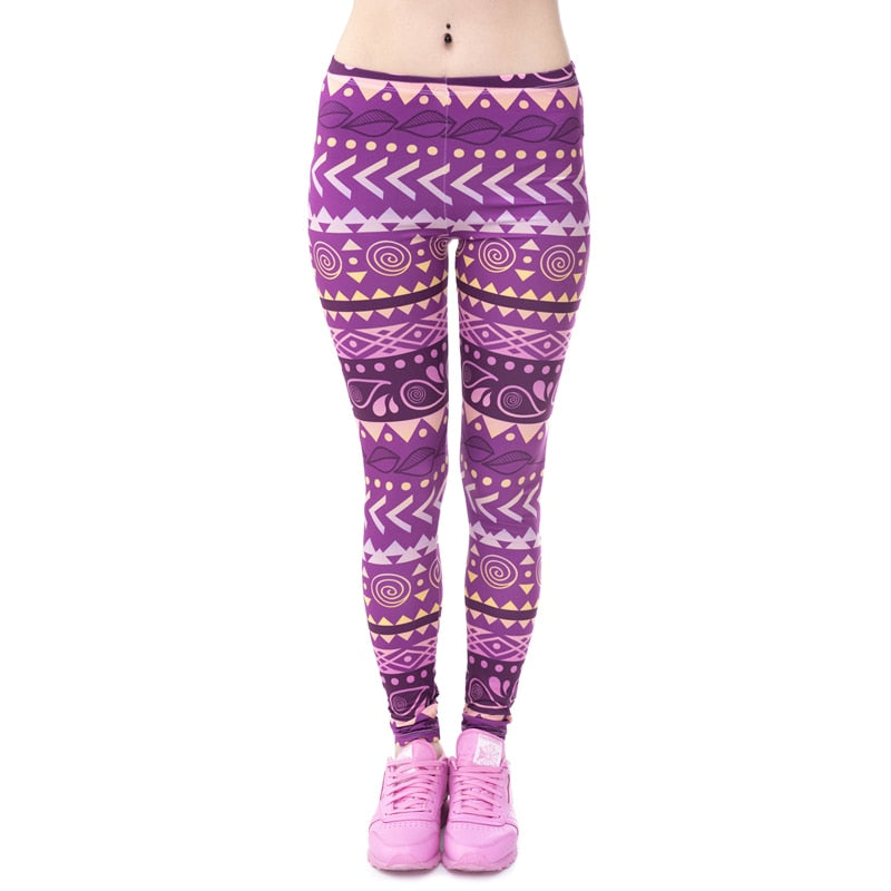 Brands Women Fashion Legging Aztec Round Ombre Printing leggins Slim High Waist  Leggings Woman Pants - dianjiang-