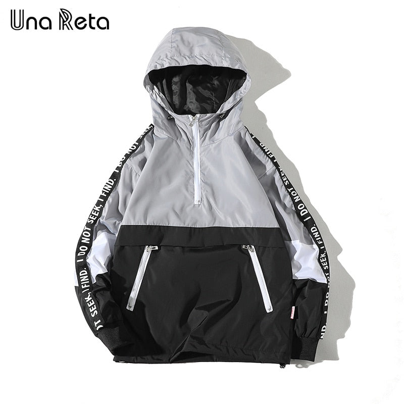 Una Reta Hooded Jackets Men New Patchwork Color Block Pullover Jacket Fashion Tracksuit Coat Men Hip Hop Streetwear Jacket Men - dianjiang-