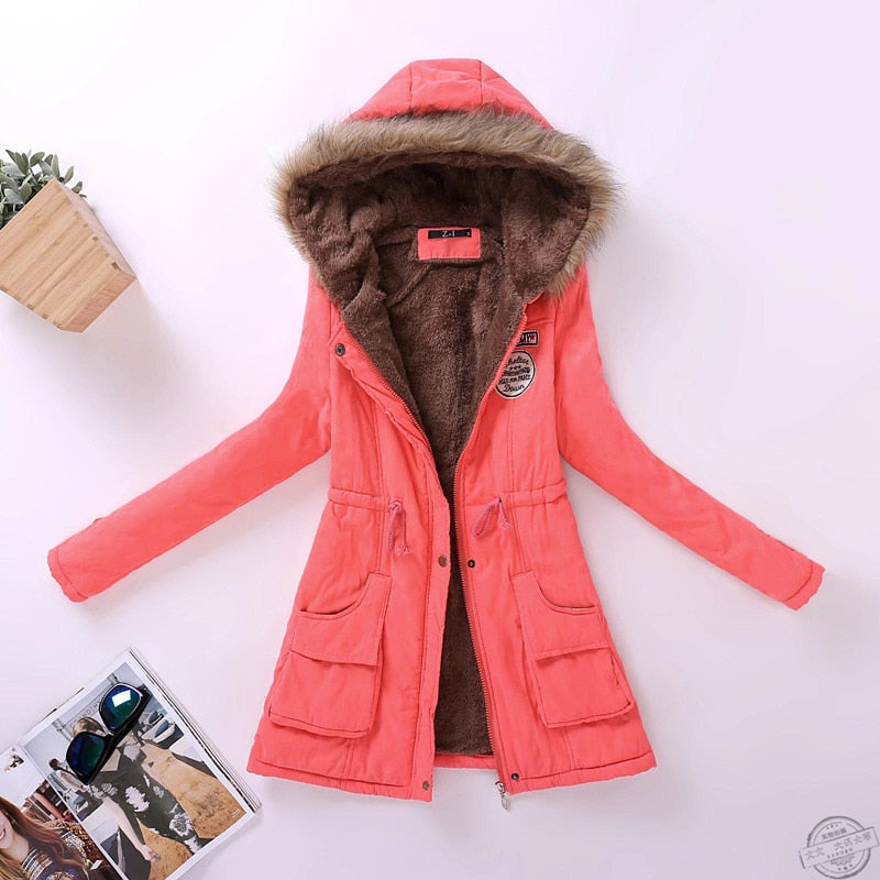 new winter women jacket medium-long thicken plus size 4XL outwear hooded wadded coat slim parka cotton-padded jacket overcoat - dianjiang-