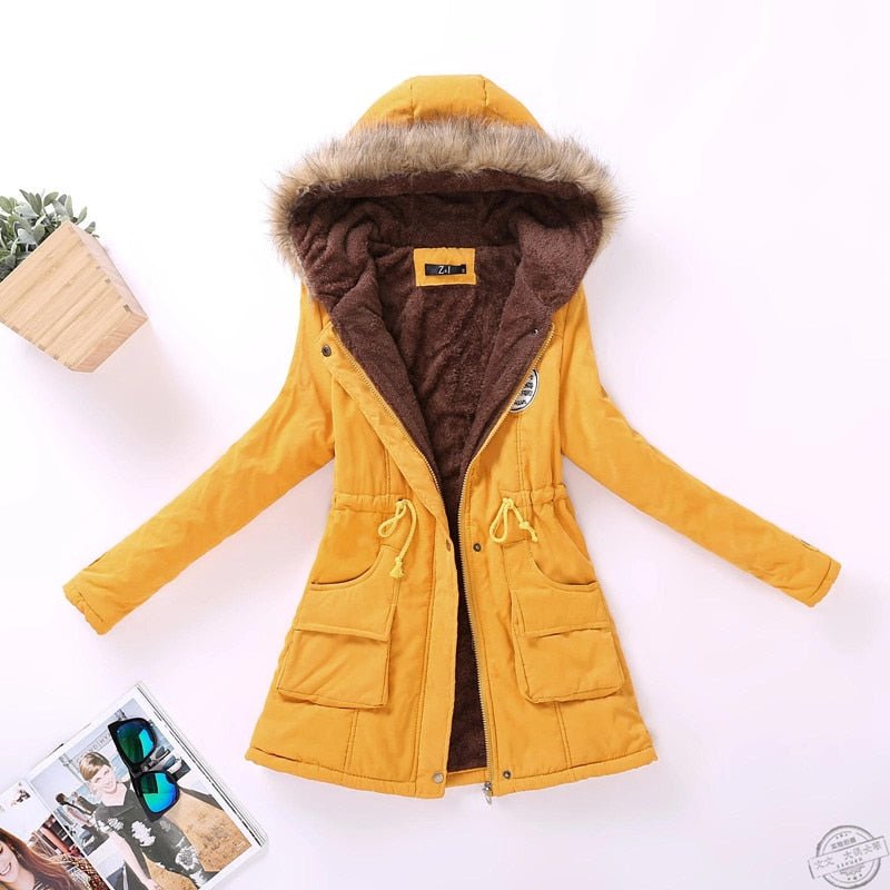 new winter women jacket medium-long thicken plus size 4XL outwear hooded wadded coat slim parka cotton-padded jacket overcoat - dianjiang-