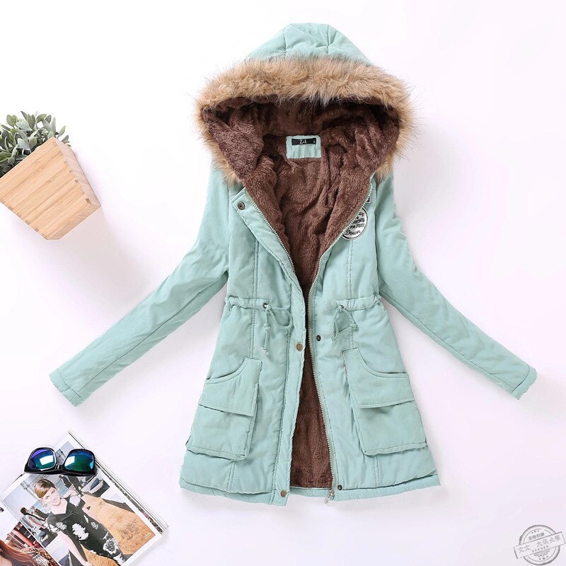 new winter women jacket medium-long thicken plus size 4XL outwear hooded wadded coat slim parka cotton-padded jacket overcoat - dianjiang-