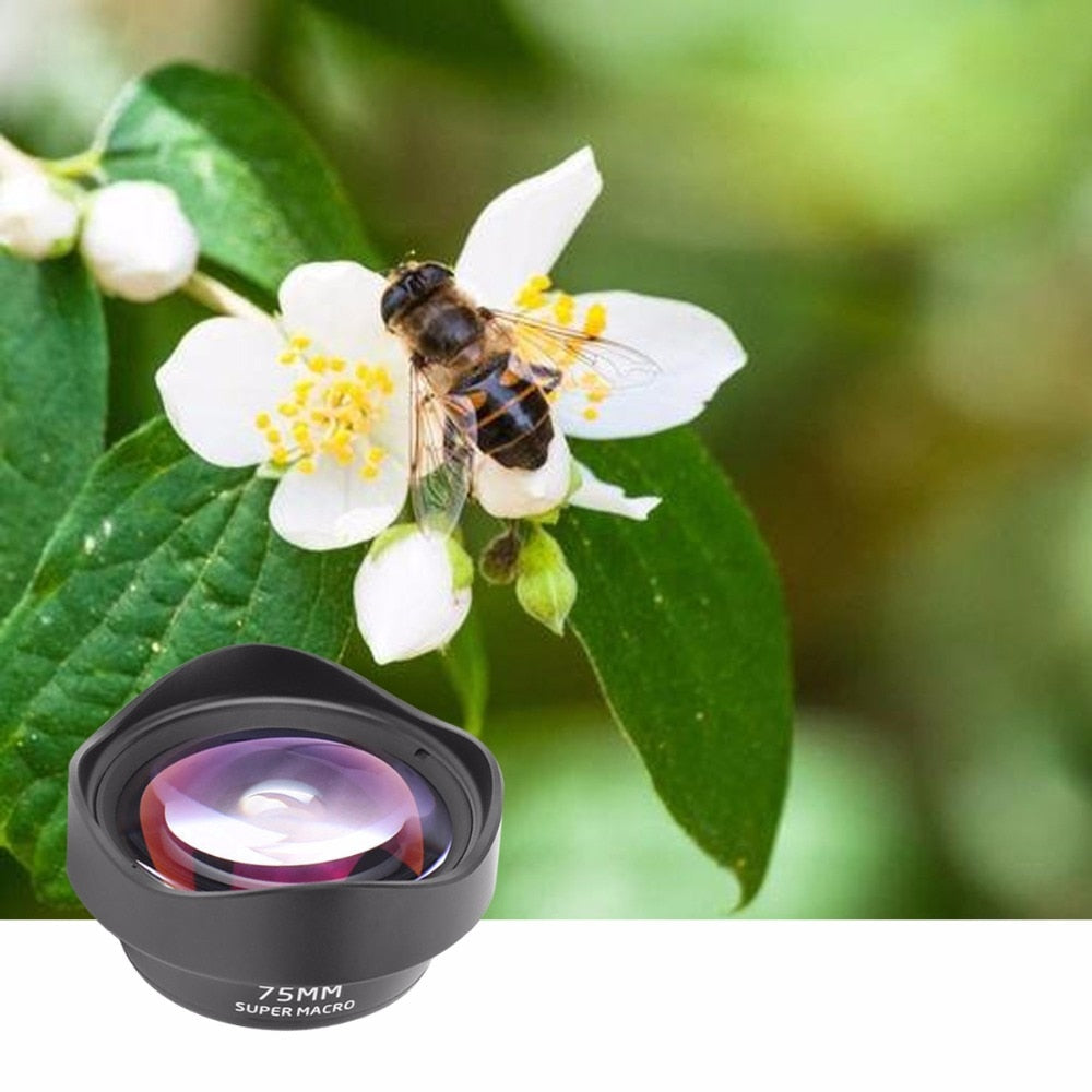 Professional Phone Camera Lens 75mm Macro Lens HD No Distortion DSLR Effect Clip-on for iPhone Samsung Huawei Xiaomi Smart Phone (17mm interface) - dianjiang-