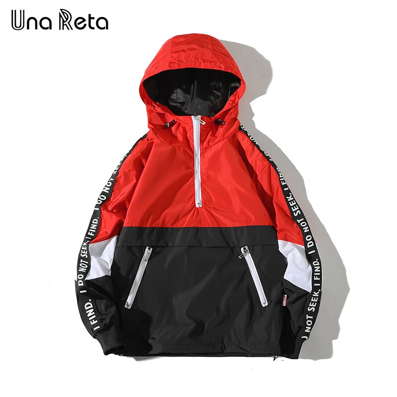 Una Reta Hooded Jackets Men New Patchwork Color Block Pullover Jacket Fashion Tracksuit Coat Men Hip Hop Streetwear Jacket Men - dianjiang-