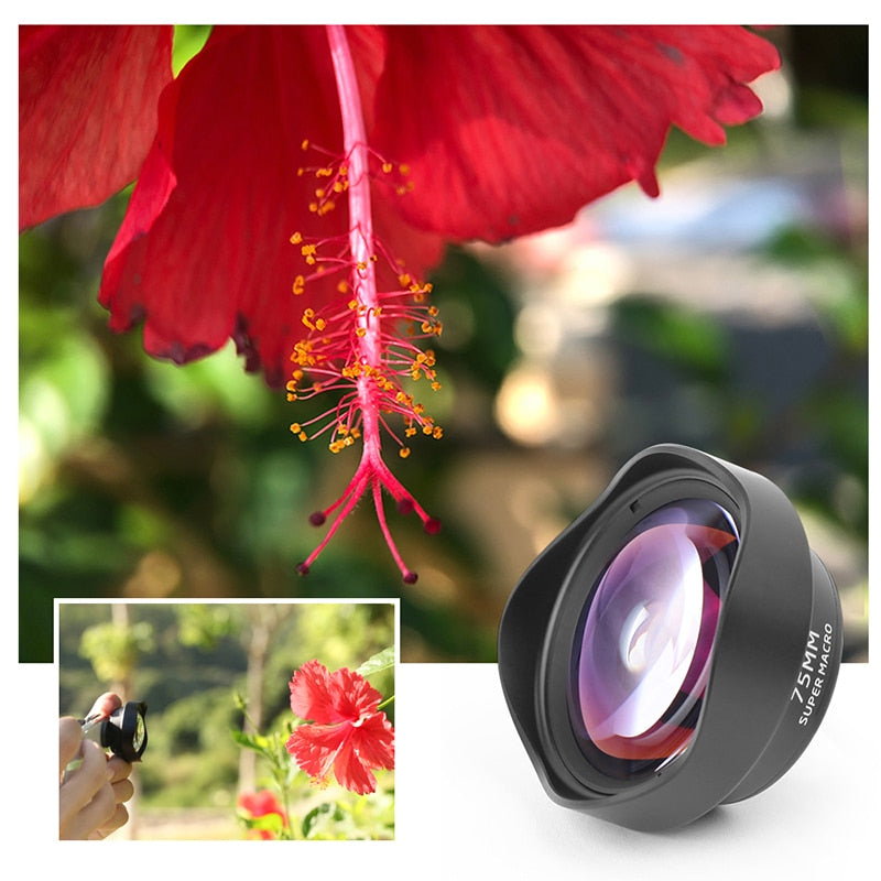 Professional Phone Camera Lens 75mm Macro Lens HD No Distortion DSLR Effect Clip-on for iPhone Samsung Huawei Xiaomi Smart Phone (17mm interface) - dianjiang-