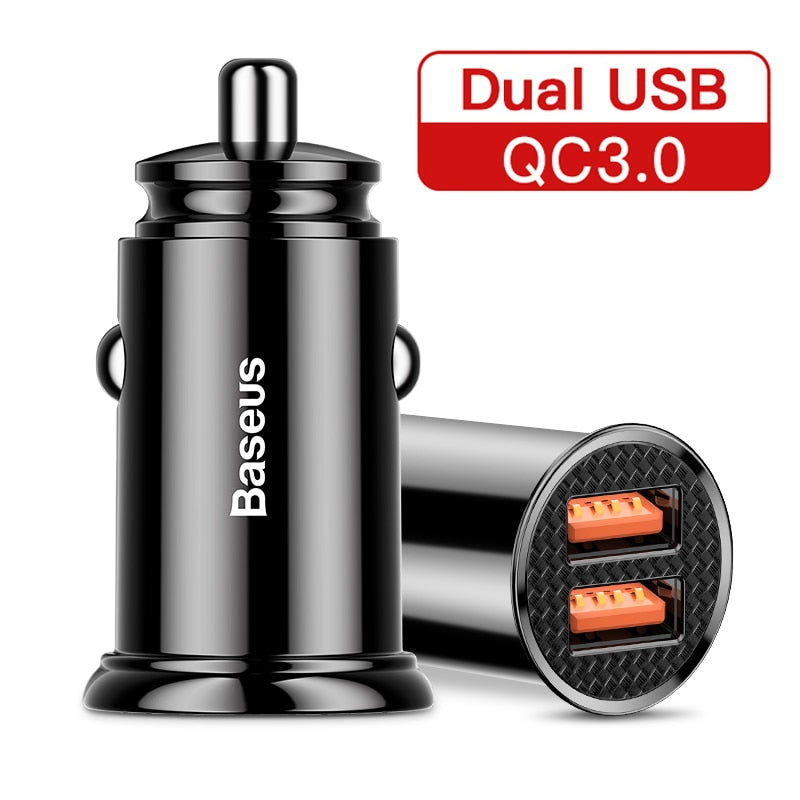 Baseus 30W Quick Charge 4.0 3.0 USB Car Charger For Xiao Mi9 Huawei Supercharge SCP QC4.0 QC3.0 Fast PD USB C Car Phone Charger - dianjiang-