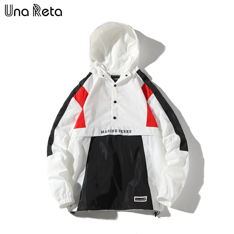 Una Reta Hooded Jackets Men New Patchwork Color Block Pullover Jacket Fashion Tracksuit Coat Men Hip Hop Streetwear Jacket Men - dianjiang-