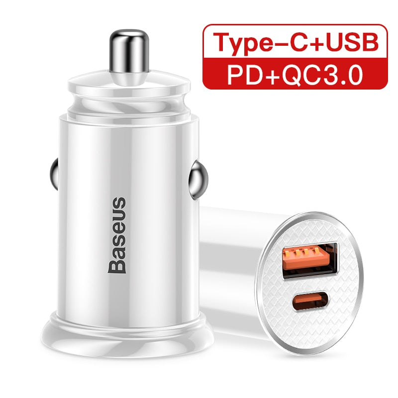 Baseus 30W Quick Charge 4.0 3.0 USB Car Charger For Xiao Mi9 Huawei Supercharge SCP QC4.0 QC3.0 Fast PD USB C Car Phone Charger - dianjiang-